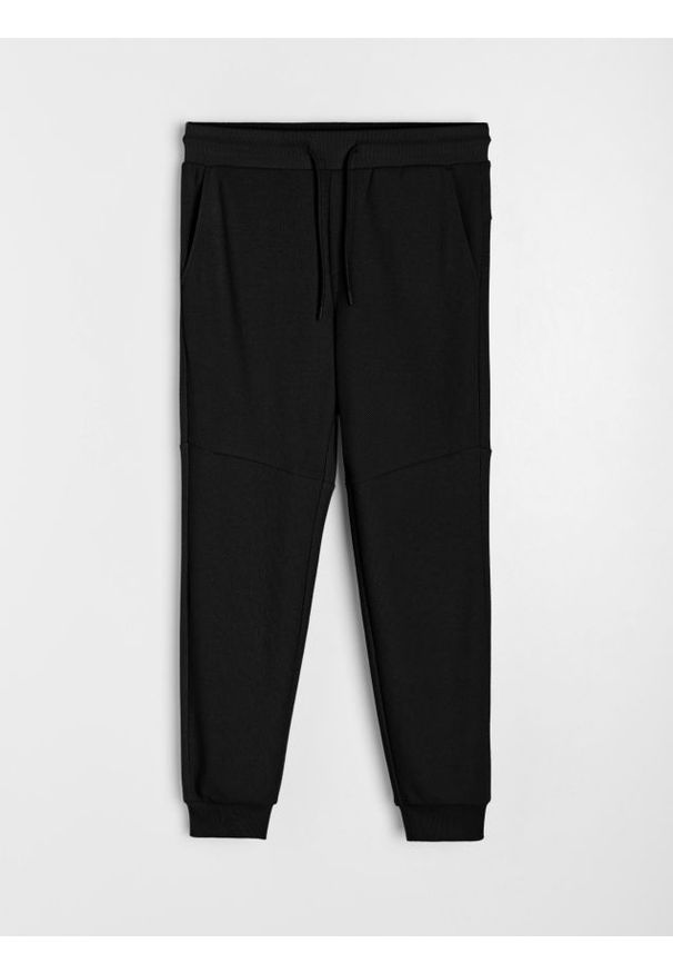 Sinsay - Spodnie jogger dresowe pique - czarny. Kolor: czarny. Materiał: dresówka