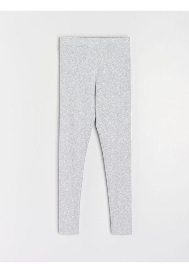 Sinsay - Prążkowane legginsy z gumką w pasie - szary. Kolor: szary. Materiał: prążkowany