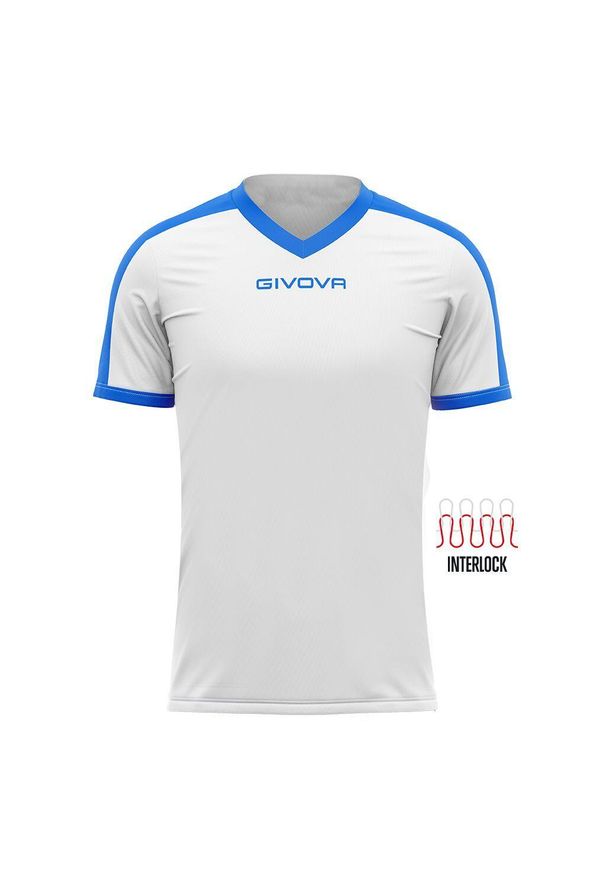 Koszulka piłkarska dla dzieci Givova Revolution Interlock. Kolor: niebieski, biały, wielokolorowy. Sport: piłka nożna