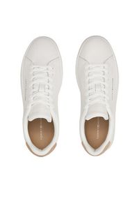 TOMMY HILFIGER - Tommy Hilfiger Sneakersy Th Court Leather Grain Ess FM0FM05297 Écru. Materiał: skóra #3