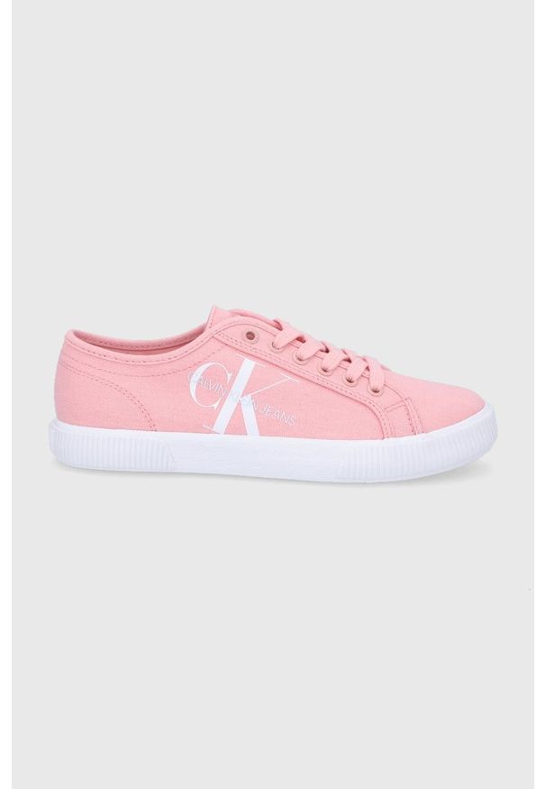 Calvin Klein Jeans Tenisówki YW0YW00402.TIV damskie kolor różowy. Nosek buta: okrągły. Zapięcie: sznurówki. Kolor: różowy. Materiał: guma