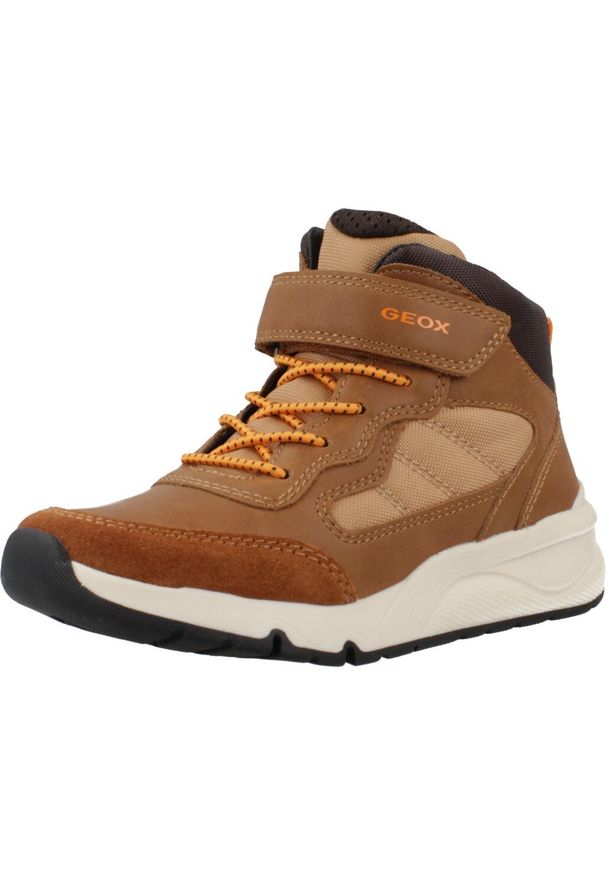 Geox - Buty GEOX J ROONER Brązowy. Kolor: brązowy. Materiał: tkanina, syntetyk. Sport: turystyka piesza