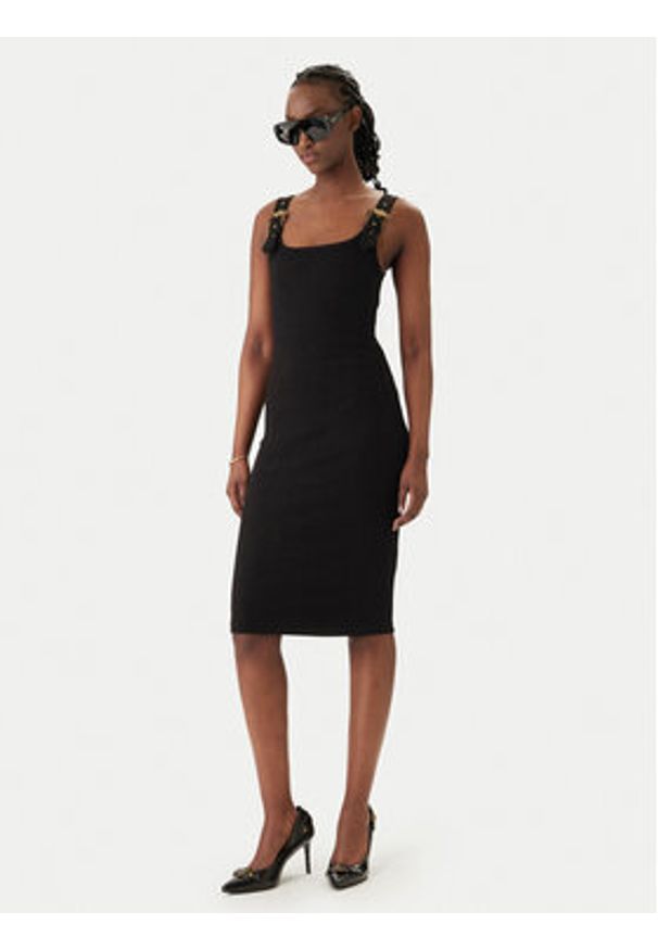 Versace Jeans Couture Sukienka codzienna 80HAO943 J0198 Czarny Slim Fit. Okazja: na co dzień. Kolor: czarny. Materiał: bawełna. Typ sukienki: proste. Styl: casual