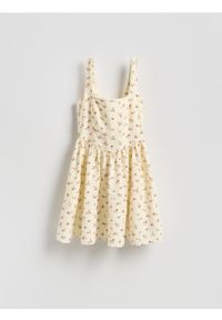 Reserved - Wzorzysta sukienka mini - wielobarwny. Materiał: bawełna, tkanina, len. Długość: mini #1