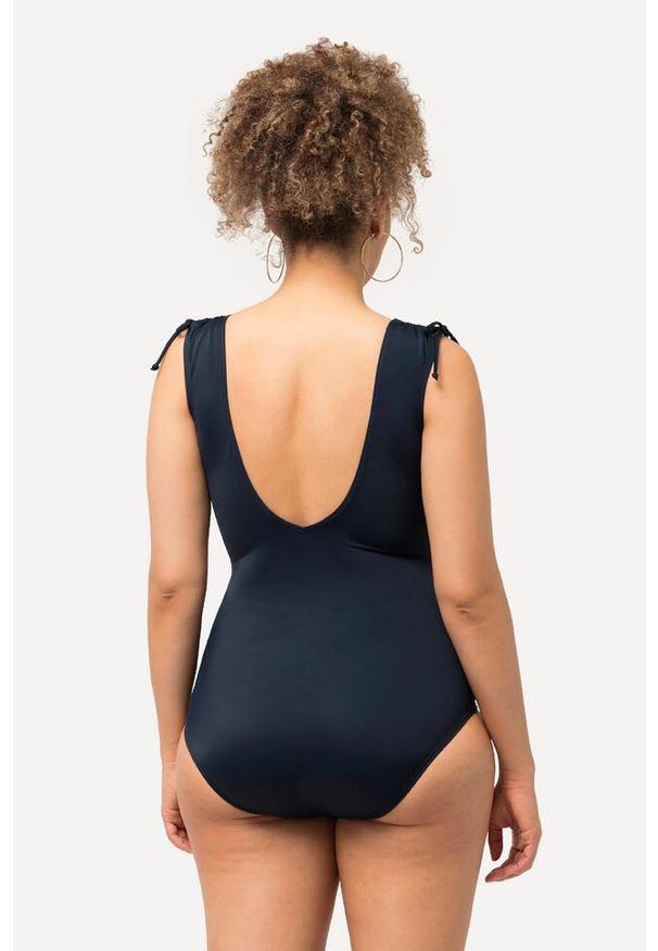 ULLA POPKEN - Damski Kostium kąpielowy wzór w korale klamra miękkie miseczki z recyklingu. Kolekcja: plus size. Kolor: niebieski. Materiał: elastan, poliamid, materiał
