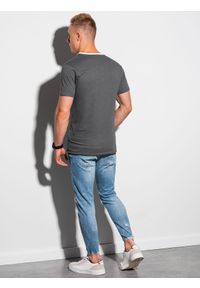 Ombre Clothing - T-shirt męski bawełniany - grafitowy V7 S1385 - XXL. Kolor: szary. Materiał: bawełna. Styl: klasyczny #5