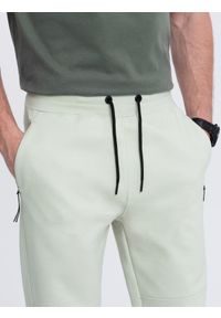 Ombre Clothing - Spodnie męskie dresowe joggery - jasno-miętowe V3 OM-PASK-0142 - XXL. Kolor: miętowy. Materiał: dresówka. Styl: sportowy #6