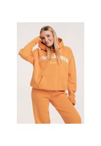 GYM GLAMOUR - Bluza fitness damska Gym Glamour college. Kolor: pomarańczowy. Sport: fitness