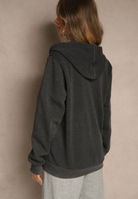 Renee - Ciemnoszara Bluza Rozpinana z Kapturem z Bawełną Ozdobiona Sznurkami Odiola. Okazja: na co dzień. Typ kołnierza: kaptur. Kolor: szary. Materiał: bawełna. Wzór: aplikacja. Styl: sportowy, casual #3