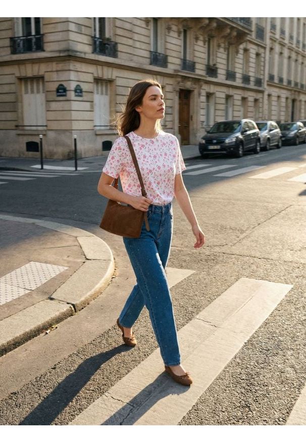 Sinsay - Bawełniana koszulka ze wzorem w kwiaty - Inny. Materiał: bawełna. Wzór: kwiaty