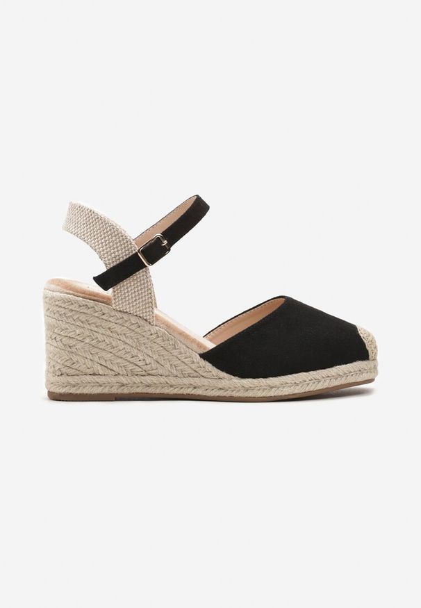 Renee - Czarne Sandały w Stylu Espadryli z Plecionką i Zapięciem przy Kostce Virailia. Kolor: czarny. Sezon: lato. Styl: elegancki