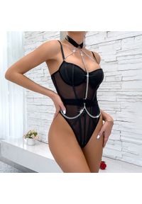 Intica - Body z łańcuszkiem eleganckie na wyjątkowe okazje Folline. Kolor: niebieski. Materiał: materiał #11