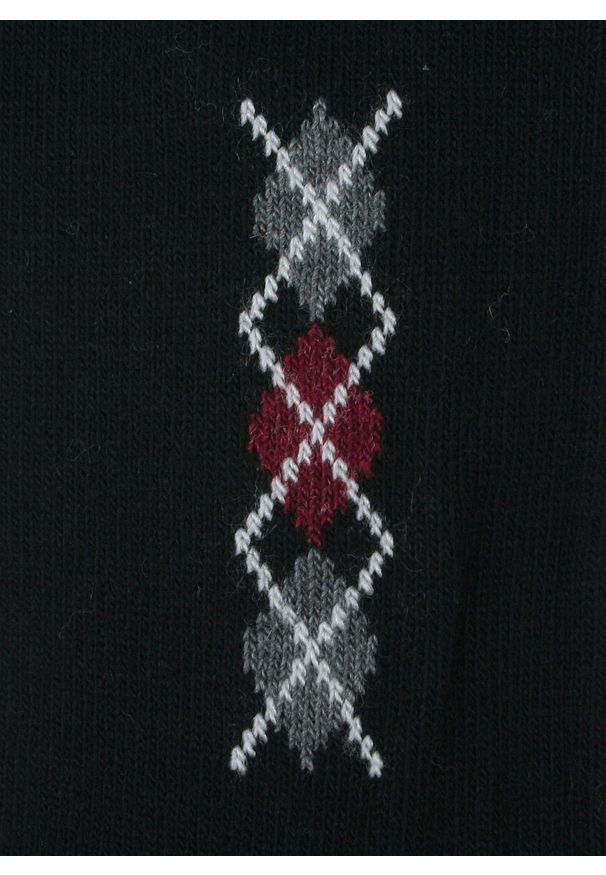 His Story - Ciepłe Wełniane Skarpetki Zimowe - Czarne, Wzór Geometryczny. Kolor: czarny. Materiał: poliamid, wełna, elastan. Wzór: geometria