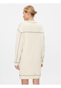 TOMMY HILFIGER - Tommy Hilfiger Sukienka dzianinowa Varsity 85 WW0WW40614 Beżowy Relaxed Fit. Kolor: beżowy. Materiał: bawełna #4