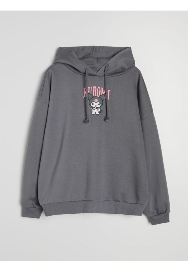 Sinsay - Bluza hoodie z nadrukiem Kuromi - szary. Kolor: szary. Wzór: nadruk
