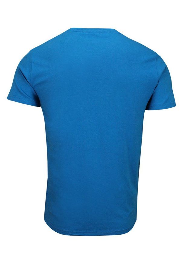 Turkusowy T-shirt Męski, Krótki Rękaw -Just Yuppi- Koszulka, z Nadrukiem, Napisy, Niebieska. Okazja: na co dzień. Kolor: niebieski. Materiał: bawełna. Długość rękawa: krótki rękaw. Długość: krótkie. Wzór: nadruk. Styl: casual