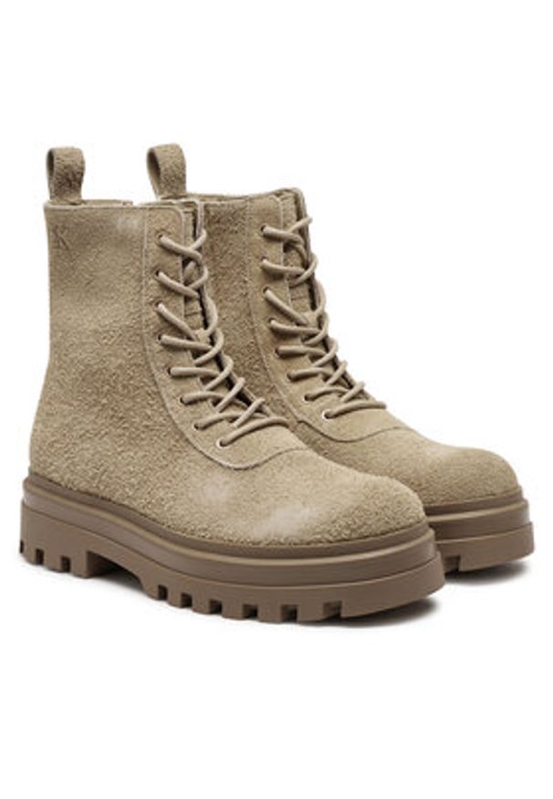 Calvin Klein Jeans Trapery Lugged Lace Zip Boot Oxf Hr Su YM0YM01068 Beżowy. Kolor: beżowy. Materiał: zamsz, skóra