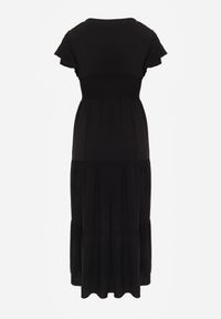 Renee - Czarna Sukienka z Wiskozy Lobsy. Okazja: na co dzień, na spacer. Kolor: czarny. Materiał: wiskoza. Długość rękawa: krótki rękaw. Wzór: gładki, aplikacja. Sezon: lato. Styl: casual. Długość: maxi #8