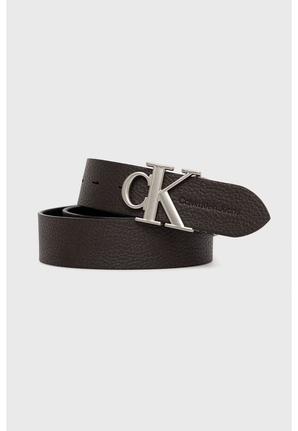 Calvin Klein Jeans pasek dwustronny męski kolor czarny. Kolor: czarny
