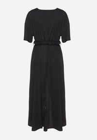 Born2be - Czarna Rozkloszowana Sukienka Kopertowa z Gumką w Talii i Ozdobnym Paskiem Vasena. Kolor: czarny. Typ sukienki: kopertowe. Styl: elegancki #2