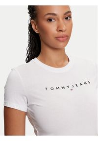 Tommy Jeans T-Shirt Linear DW0DW18398 Biały Slim Fit. Kolor: biały. Materiał: bawełna #4