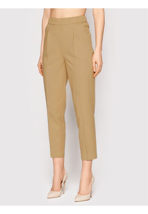 Sisley Spodnie materiałowe 40YR55CZ7 Beżowy Regular Fit. Kolor: beżowy. Materiał: materiał, bawełna