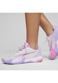 Puma - Damskie buty do padla NOVA Elite PUMA Silver Mist White Vivid Violet Gray Purple. Kolor: biały, wielokolorowy, fioletowy, szary