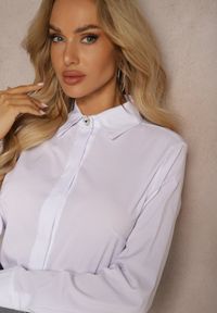 Renee - Biała Klasyczna Koszula Zapinana na Guziki Masta. Kolor: biały. Wzór: gładki. Styl: klasyczny