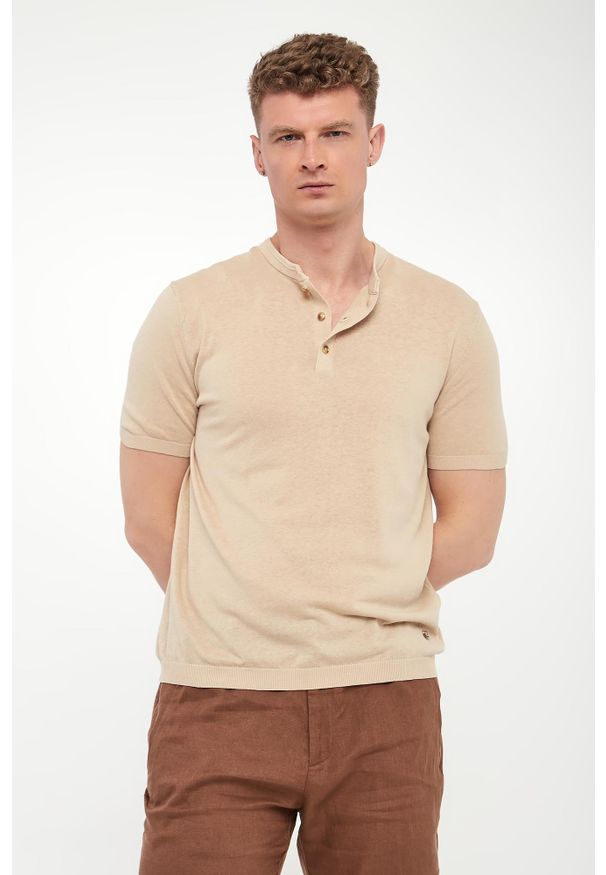 Liu Jo - T-shirt męski z lnem LIU JO. Materiał: len