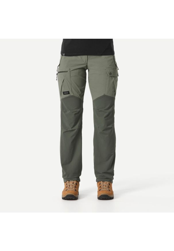 FORCLAZ - Spodnie trekkingowe damskie Forclaz MT500. Kolor: zielony, brązowy, wielokolorowy, szary. Materiał: materiał, tkanina