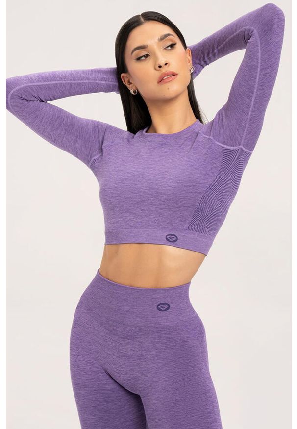 GYM GLAMOUR - Koszulka fitness damska Gym Glamour z długim rękawem seamless. Kolor: fioletowy. Długość rękawa: długi rękaw. Długość: długie. Styl: glamour