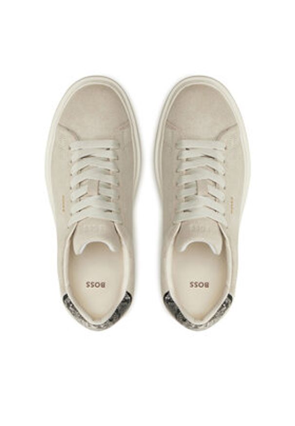 BOSS Sneakersy Amber Tenn 50536263 Écru. Materiał: zamsz, skóra