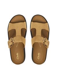 Clarks Klapki Aristella West 26185811 Brązowy. Kolor: brązowy. Materiał: skóra, zamsz #5