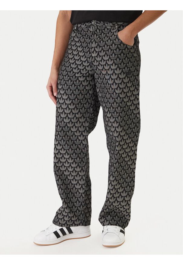 Adidas - adidas Jeansy Monogram KC6380 Szary Loose Fit. Kolor: szary