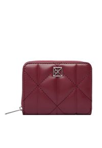 Calvin Klein Portfel Quilted Flap Zip Around LV04F1124G Bordowy. Kolor: czerwony. Materiał: skóra #1