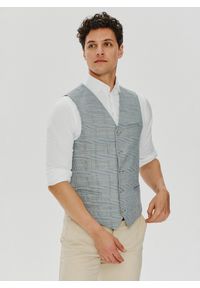 Pako Lorente - PAKO LORENTE – Męska szara kamizelka w kratę. Okazja: na wesele, na ślub cywilny. Kolor: szary. Materiał: poliester, wiskoza, elastan #1
