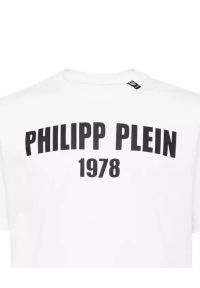Philipp Plein - PHILIPP PLEIN - Biały t-shirt PP1978. Kolor: biały. Materiał: jeans, bawełna. Styl: elegancki