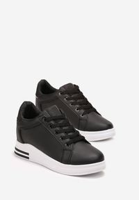 Born2be - Czarne Sneakersy na Koturnie z Brokatowymi Wstawkami Angharad. Kolor: czarny. Obcas: na koturnie #3