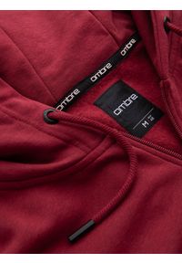 Ombre Clothing - Rozpinana męska bluza dresowa z kapturem i naszywką – czerwona V3 OM-SSZP-0140 - XXL. Okazja: na co dzień. Typ kołnierza: kaptur. Kolor: czerwony. Materiał: dresówka. Wzór: aplikacja. Styl: klasyczny, elegancki, casual #6