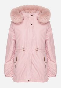 Born2be - Różowa Dwustronna Kurtka Parka z Odpinanym Kapturem i Futrzaną Podszewką Zinnalea. Okazja: na spacer. Kolor: różowy. Materiał: futro. Wzór: gładki. Styl: elegancki #5
