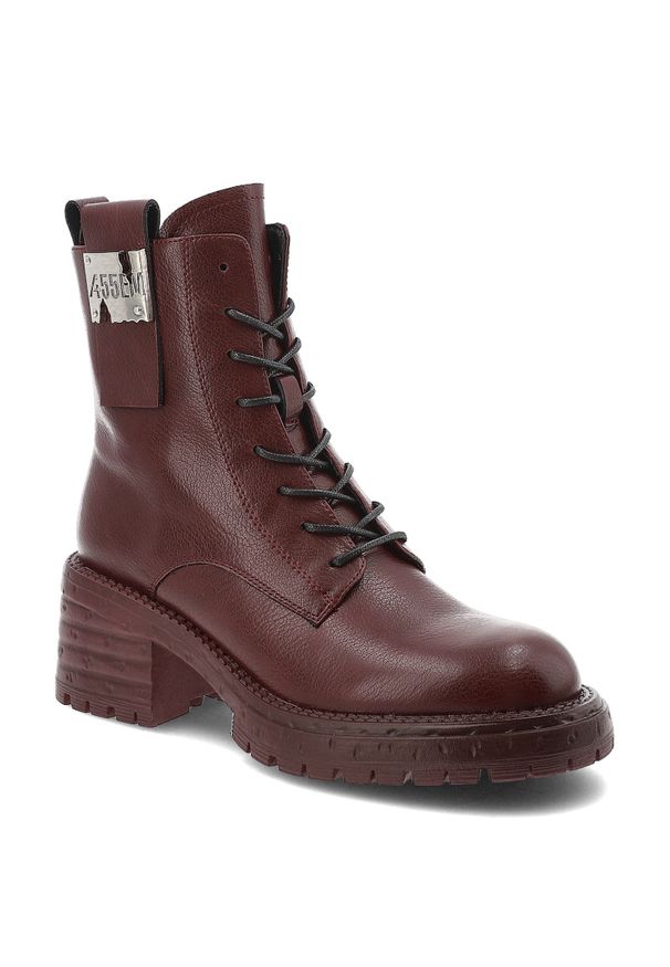 Bordowe Botki Artiker Modne Buty Damskie. Kolor: czerwony. Szerokość cholewki: normalna. Wzór: aplikacja. Sezon: zima, jesień. Obcas: na słupku