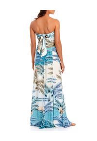 AGUA BENDITA - Niebieska sukienka maksi Arabella Beck. Okazja: na plażę. Kolor: biały. Materiał: wiskoza. Długość rękawa: bez ramiączek. Wzór: aplikacja. Długość: maxi #3