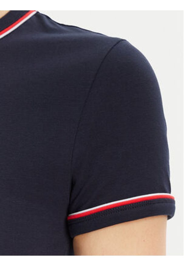 Lacoste T-Shirt TF0347 Granatowy Slim Fit. Kolor: niebieski. Materiał: bawełna