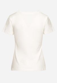 Born2be - Biały Bawełniany T-shirt z Nadrukiem w Kształcie Serc Gennea. Okazja: na co dzień, na spacer. Kolor: biały. Materiał: bawełna. Wzór: nadruk. Styl: casual, klasyczny #4