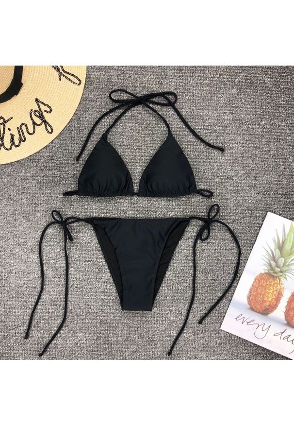 Intica - Bikini z regulowanym wiązaniem na lato Hajrija. Kolor: czarny. Materiał: tkanina. Długość: długie