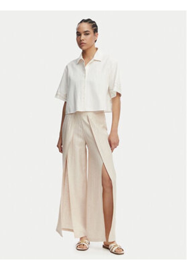 YSABEL MORA - Ysabel Mora Spodnie materiałowe 86272 Beżowy jasny Wide Leg. Kolor: beżowy. Materiał: wiskoza