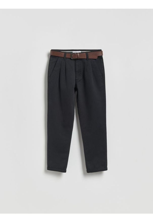 Reserved - Spodnie chino - czarny. Kolor: czarny. Materiał: tkanina, bawełna