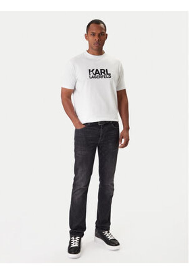 Karl Lagerfeld - KARL LAGERFELD T-Shirt 755780 561235 Biały Regular Fit. Typ kołnierza: dekolt w karo. Kolor: biały. Materiał: bawełna