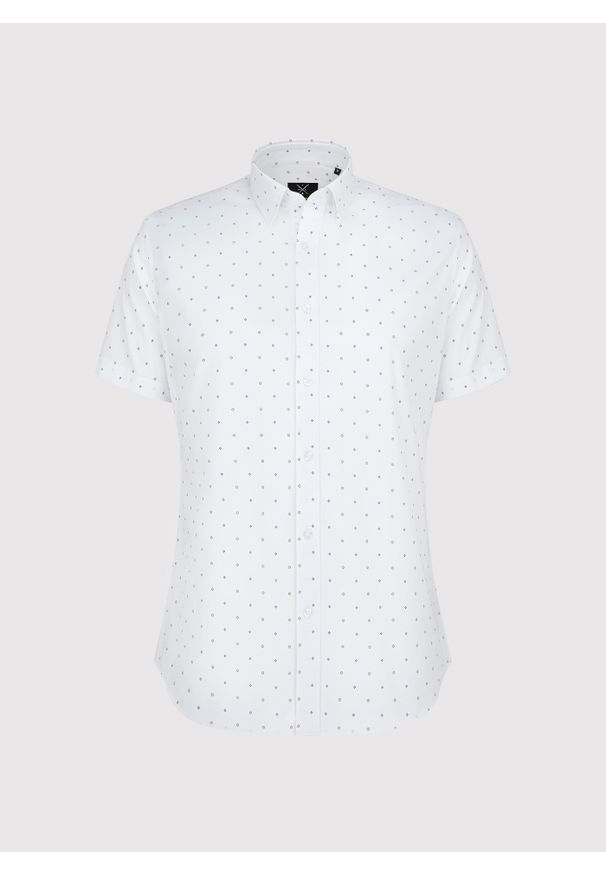 Pako Lorente - PAKO LORENTE - Koszula męska z krótkim rękawem mikrowzór. Materiał: bawełna, elastan. Długość rękawa: krótki rękaw. Długość: krótkie. Sezon: lato