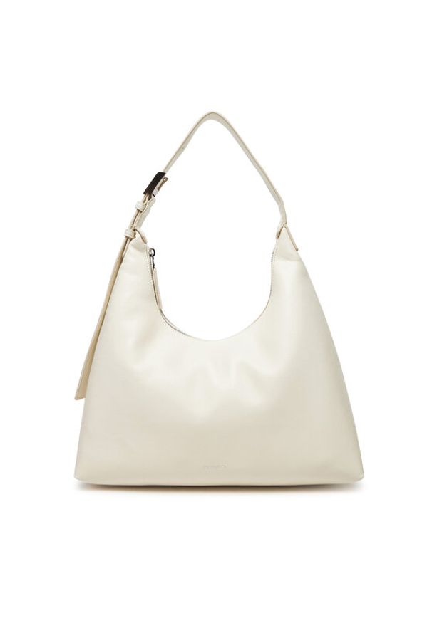 Calvin Klein Torebka Hardware Strap Hobo Shoulder Bag K60K613031 Biały. Kolor: biały. Materiał: skórzane